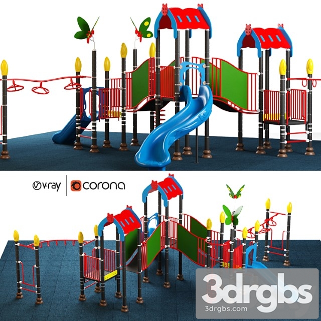 Kids Equipment with Slide Climbing 08 3dsmax Download - thumbnail 1