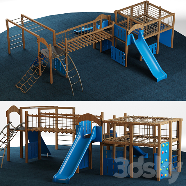 Kids playground equipment with slide climbing 01 3DS Max Model - thumbnail 2