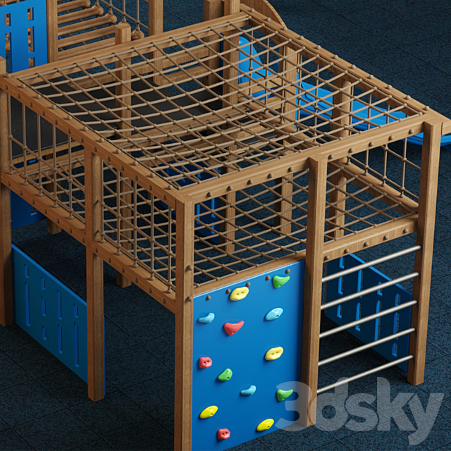 Kids playground equipment with slide climbing 01 3DS Max Model - thumbnail 3