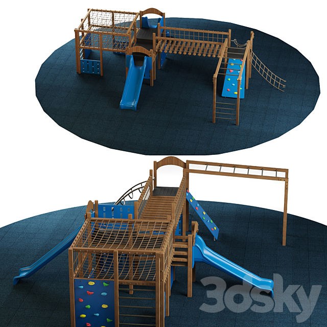 Kids playground equipment with slide climbing 01 3DS Max Model - thumbnail 4