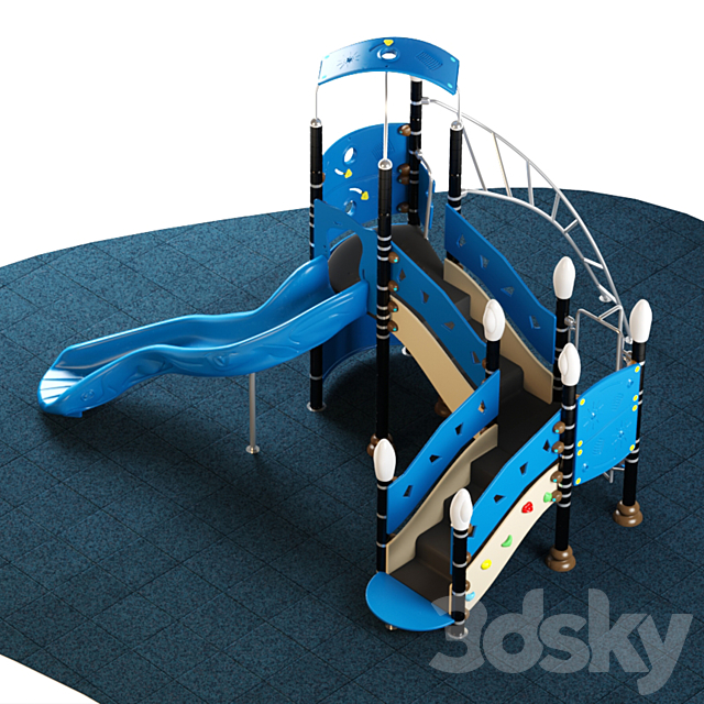 Kids playground equipment with slide climbing 03 3DS Max Model - thumbnail 2