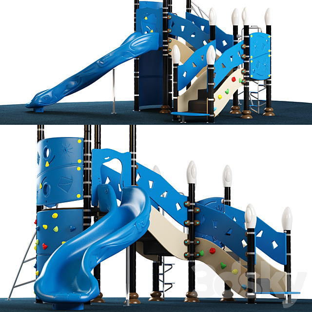 Kids playground equipment with slide climbing 03 3DS Max Model - thumbnail 4