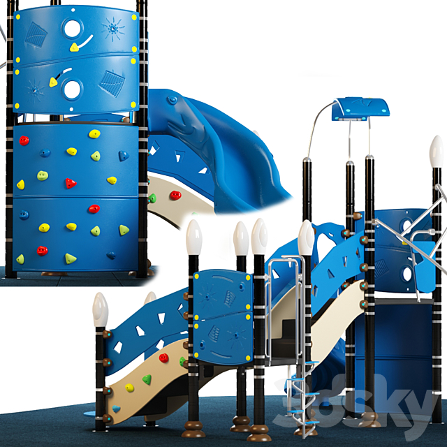 Kids playground equipment with slide climbing 03 3DS Max Model - thumbnail 5