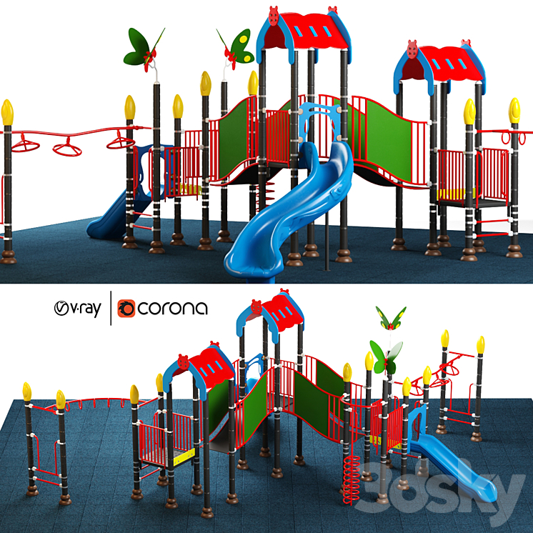 Kids playground equipment with slide climbing 08 3DS Max - thumbnail 1