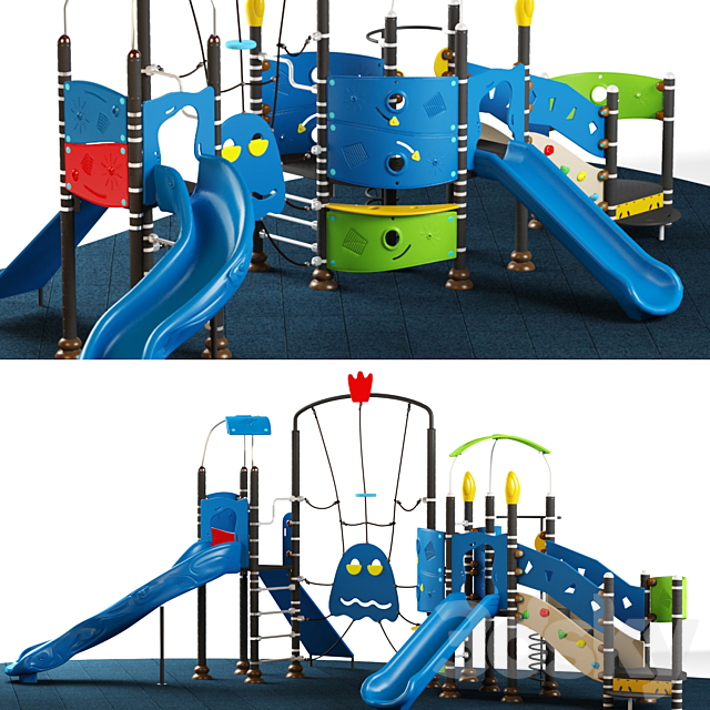 Kids playground equipment with slide climbing 09 3ds Max - thumbnail 1