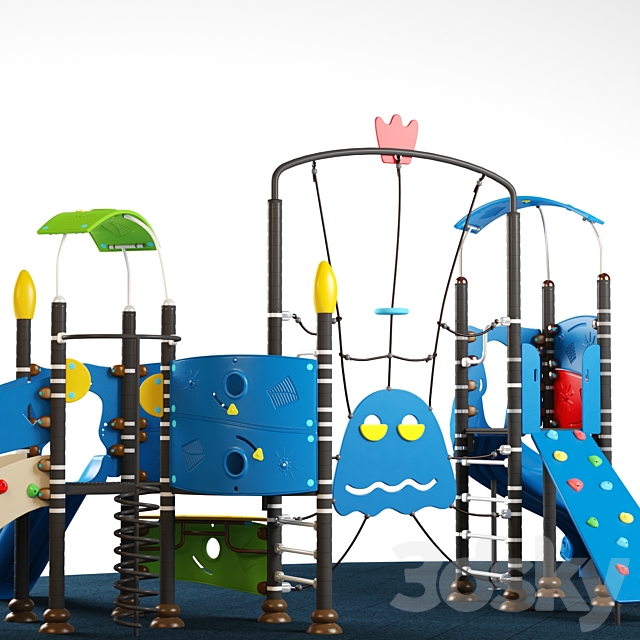 Kids playground equipment with slide climbing 09 3ds Max - thumbnail 2