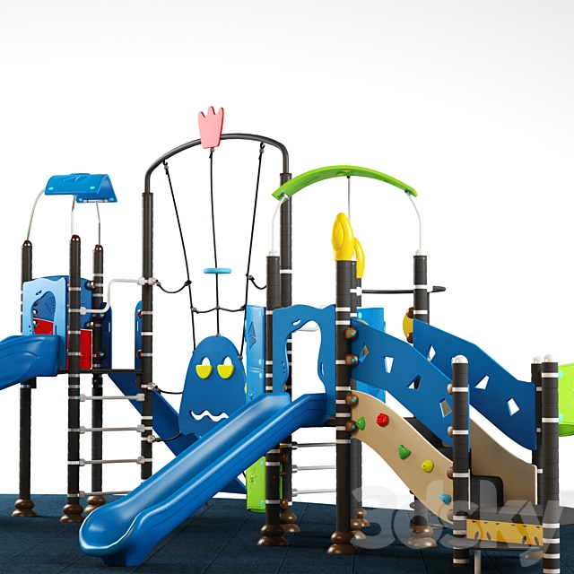 Kids playground equipment with slide climbing 09 3ds Max - thumbnail 3