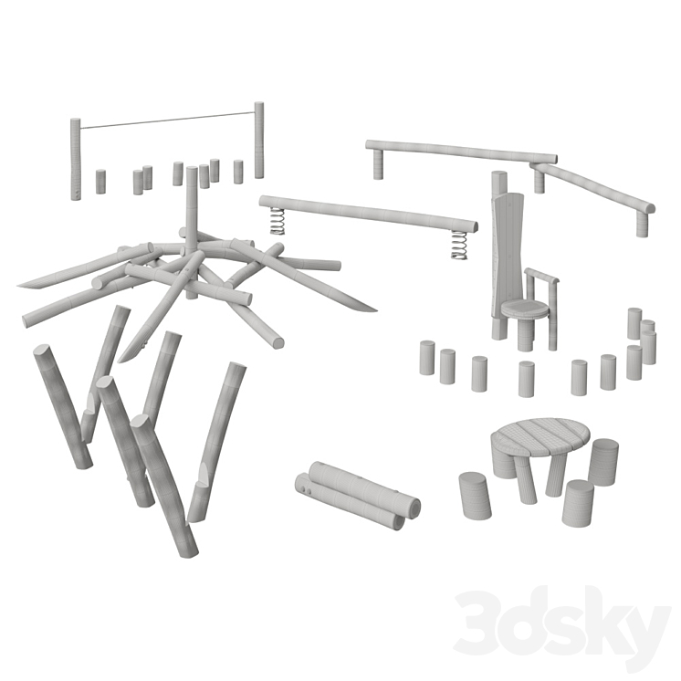 KOMPAN. EQUIPMENT FROM LOGS 3DS Max - thumbnail 2