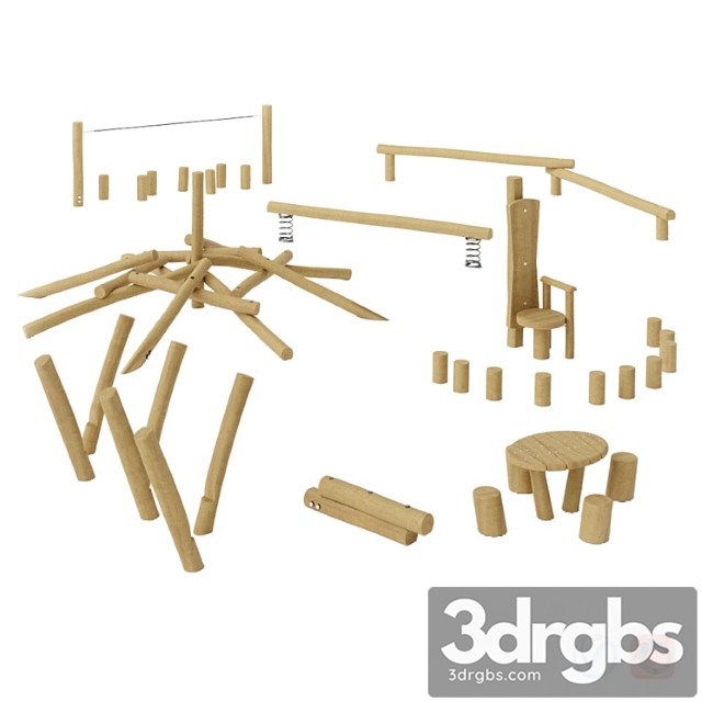 Kompan Equipment from Logs 3dsmax Download - thumbnail 1