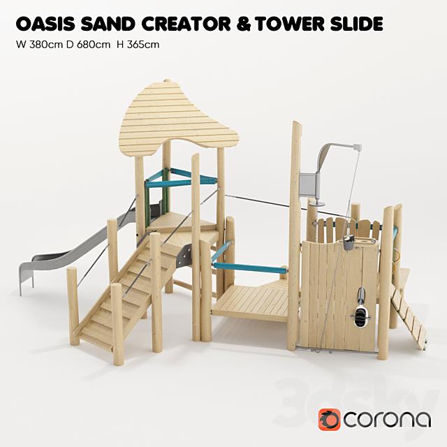 KOMPAN. “TOWER WITH SLOT” and “OASIS – SAND CREATIVITY” 3ds Max - thumbnail 1