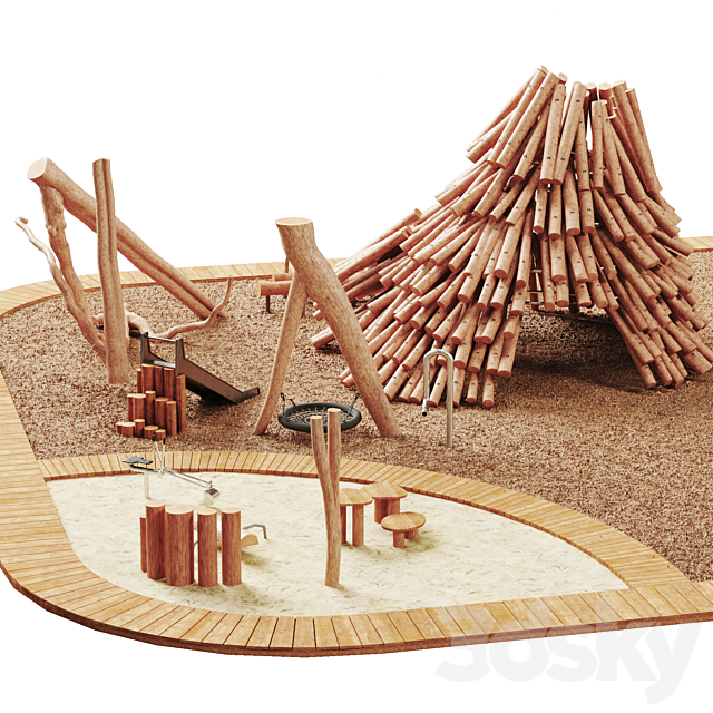 Log playground 4 3DS Max Model - thumbnail 4