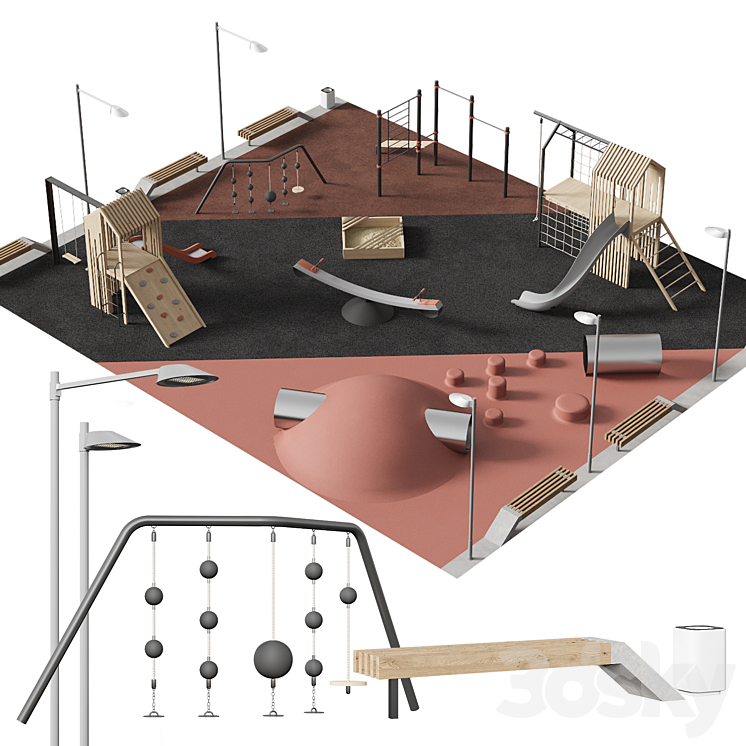 Modern playground 3DS Max - thumbnail 2