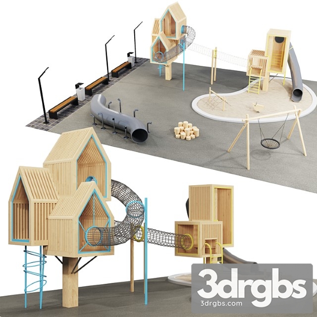 Modern Wooden Playground 1 3dsmax Download - thumbnail 1