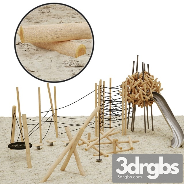 Playground made of logs 3dsmax Download - thumbnail 1