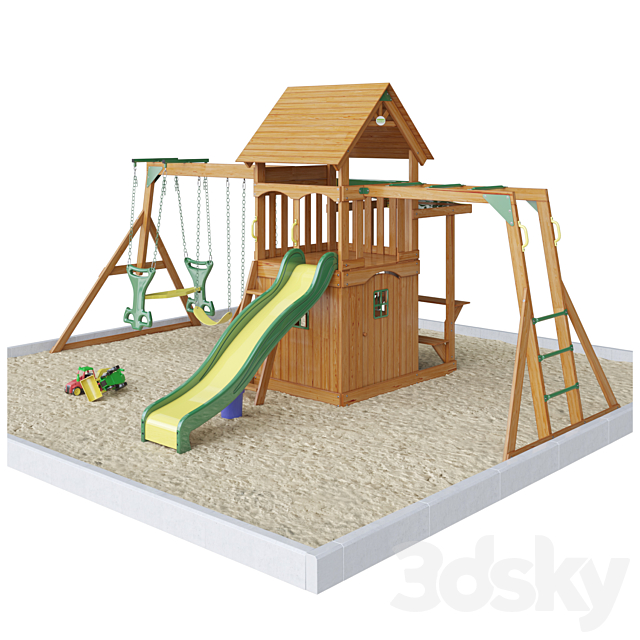 Saratoga Wooden Swing Set 3ds Max - thumbnail 2