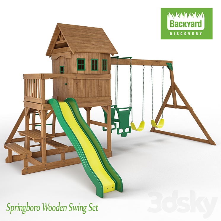 Springboro Wooden Swing Set 3DS Max - thumbnail 1