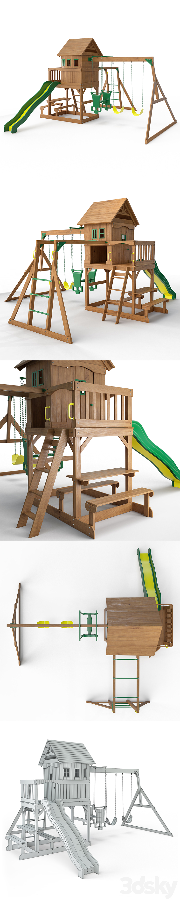 Springboro Wooden Swing Set 3DS Max - thumbnail 2