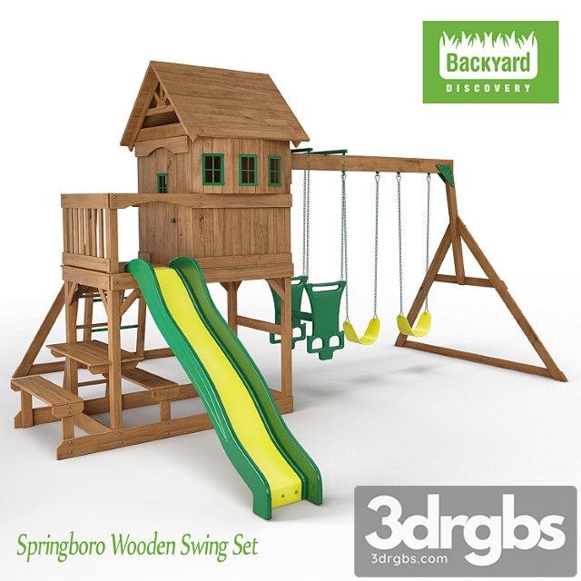 Springboro Wooden Swing Set 3dsmax Download - thumbnail 1