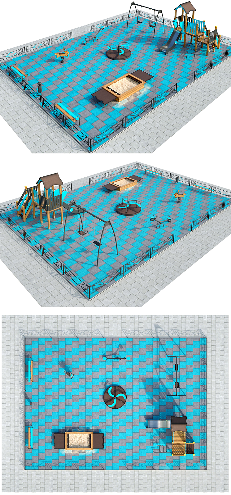 Stylish turquoise playground. Playground 3DS Max - thumbnail 2