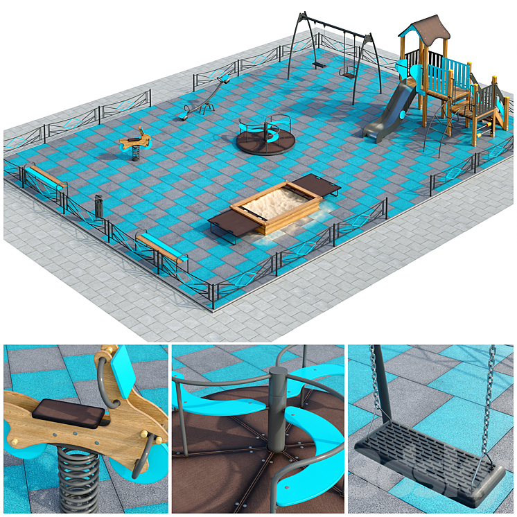 Stylish turquoise playground. Playground 3DS Max - thumbnail 1