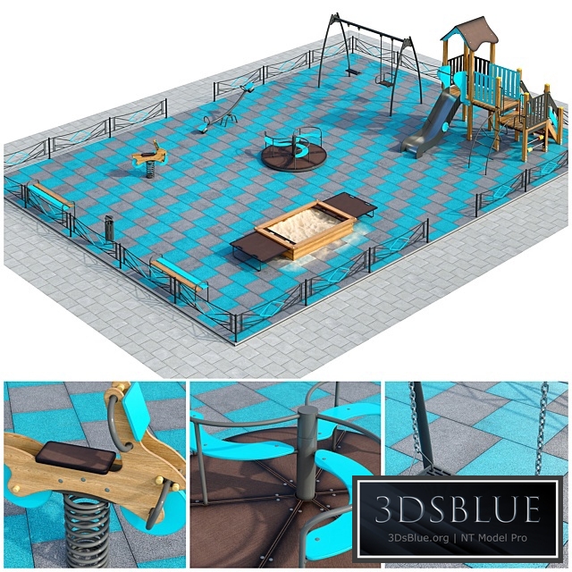 Stylish turquoise playground. Playground 3DS Max - thumbnail 3