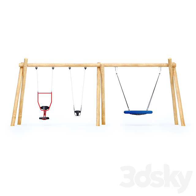 Swing Robinia Kompan + double seat “You and me” 3DS Max Model - thumbnail 4