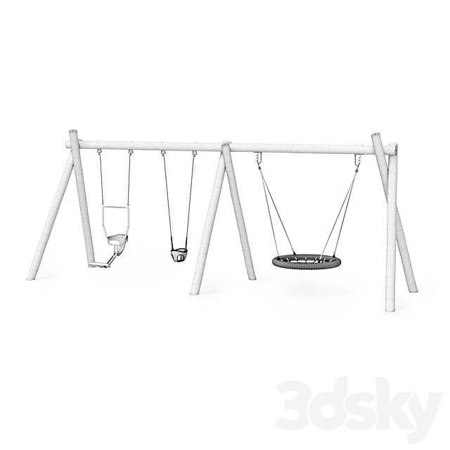 Swing Robinia Kompan + double seat “You and me” 3DS Max Model - thumbnail 6