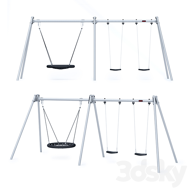 Swing steel Standard + Nest 25m Kompan 3ds Max - thumbnail 1