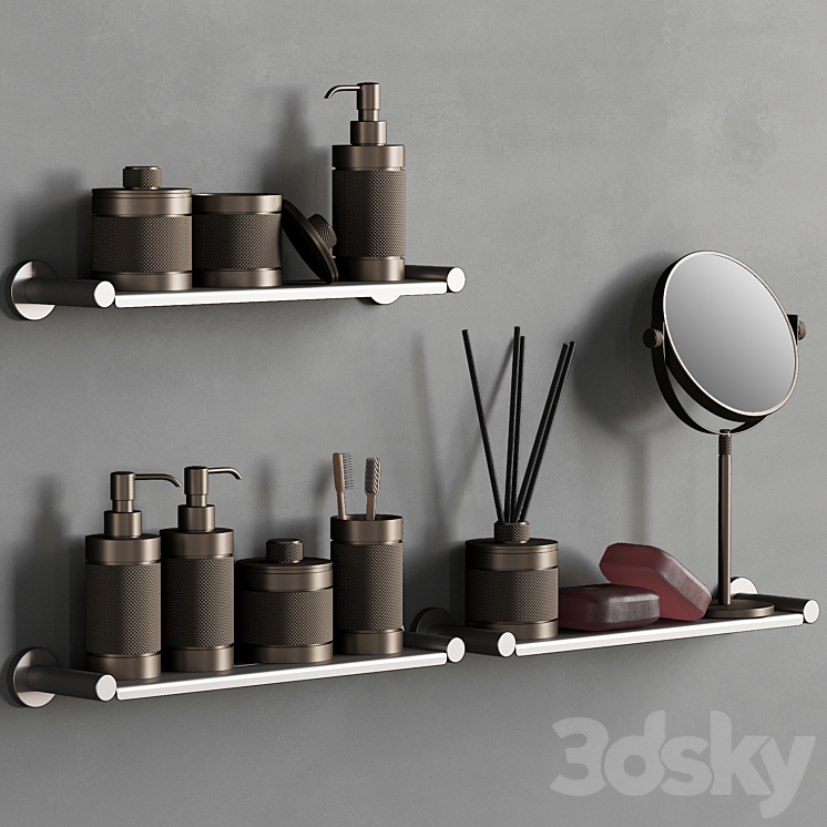 089 Bathroom decor set ACCESSORIES Bronze Matte 00 3DS Max Model - thumbnail 1