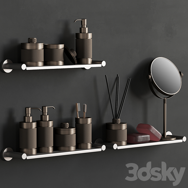 089 Bathroom decor set ACCESSORIES Bronze Matte 00 3DS Max Model - thumbnail 2