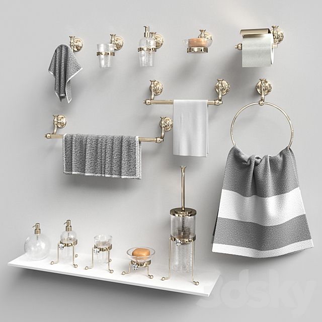 A set of bathroom accessories Brilla Gold Gaia Mobili 3DSMax File - thumbnail 1