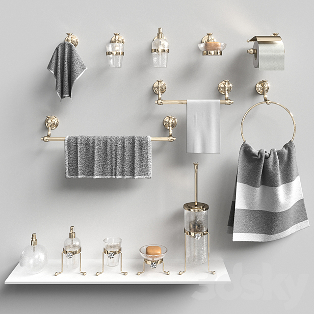 A set of bathroom accessories Brilla Gold Gaia Mobili 3DSMax File - thumbnail 2