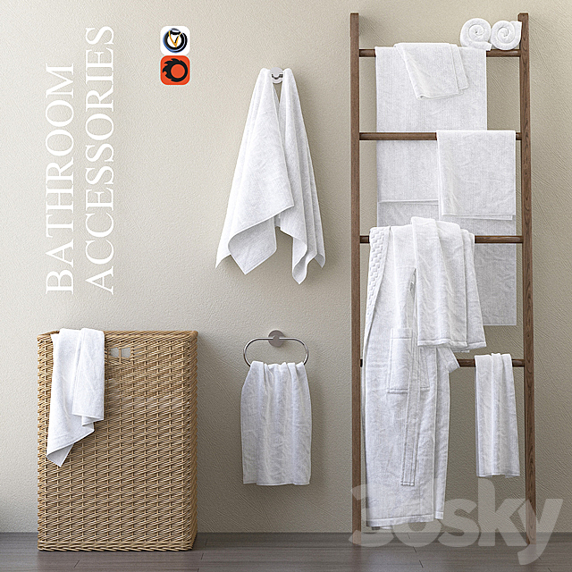 A set of towels for the bathroom m30 3DS Max Model - thumbnail 1