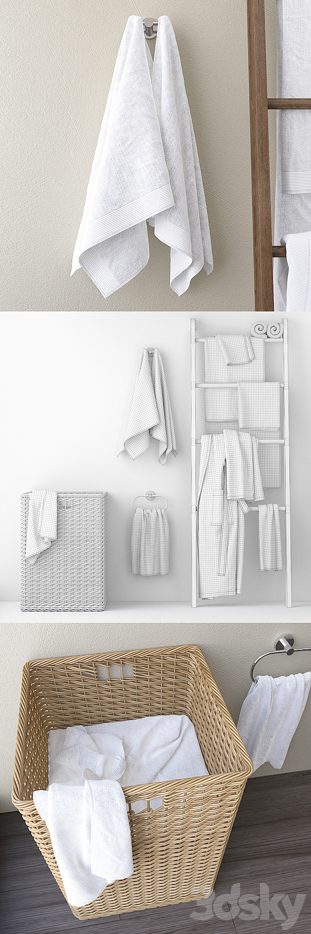 A set of towels for the bathroom m30 3DS Max Model - thumbnail 3