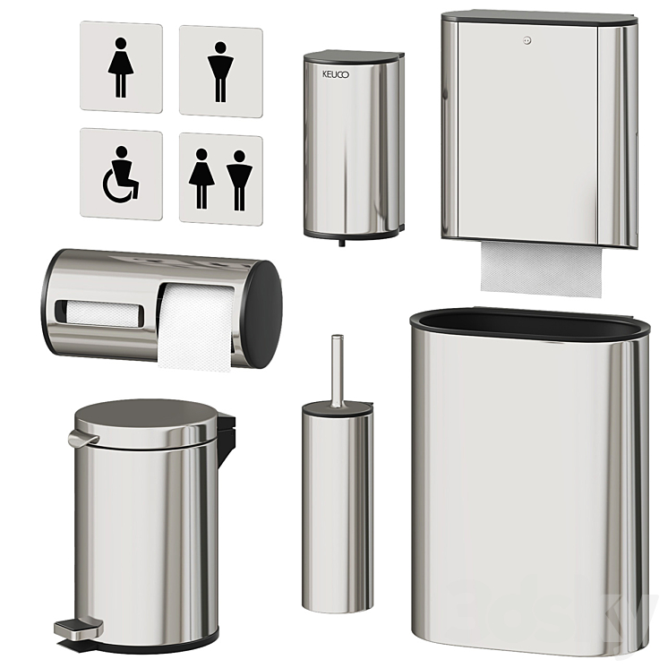 Accessories for public toilet Keuco Plan 3DS Max - thumbnail 1