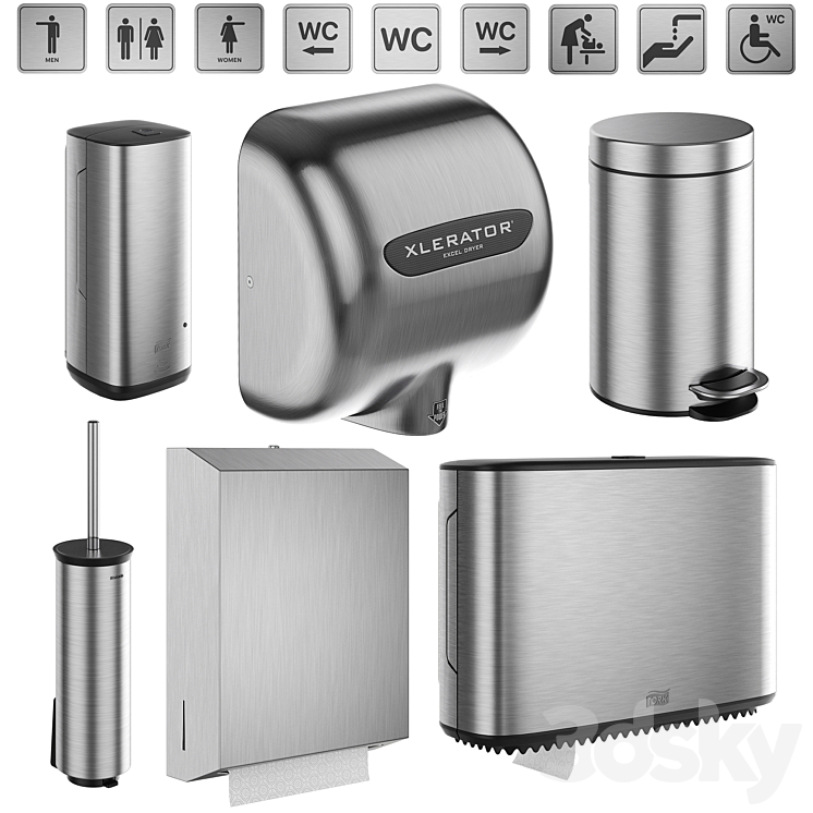 Accessories for public toilets set 151 part 1 3DS Max - thumbnail 1