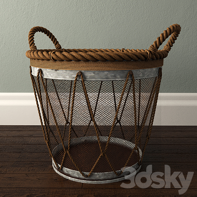 Assorted Metal Burlap Basket 3DS Max Model - thumbnail 1