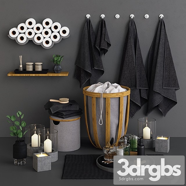 Bamboo Concrete Bathroom Set 3dsmax Download - thumbnail 1