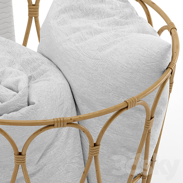 Basket with blanket 3DS Max Model - thumbnail 4