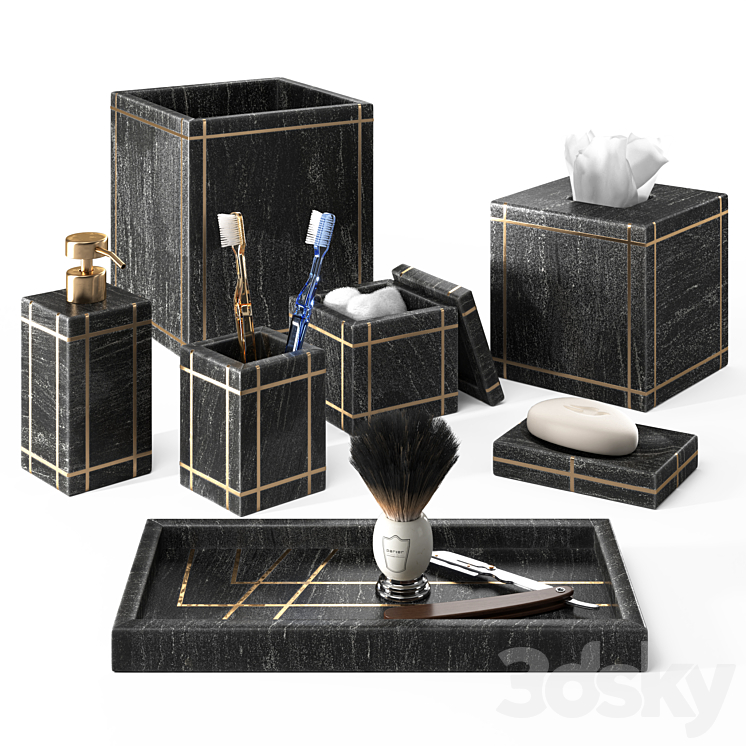 Bath Accessories Set – Palais Marble by Kassatex 3DS Max Model - thumbnail 1