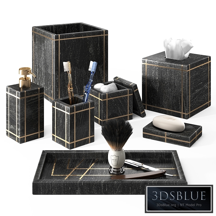 Bath Accessories Set – Palais Marble by Kassatex 3DS Max - thumbnail 3