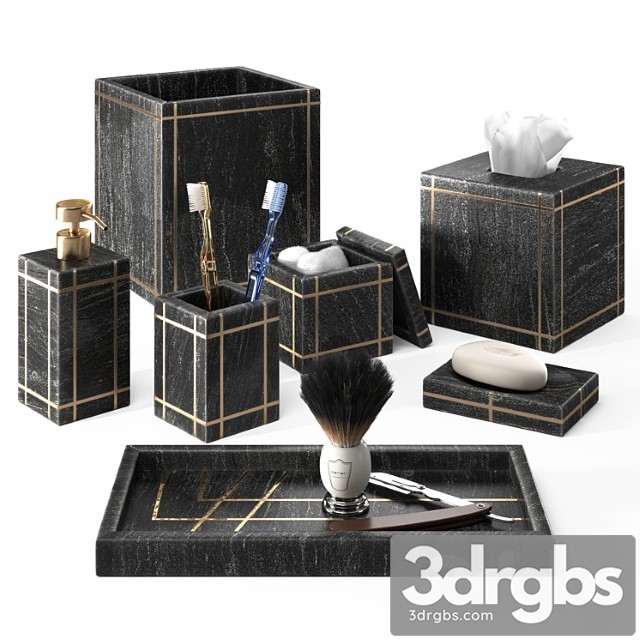 Bath accessories set – palais marble by kassatex - thumbnail 1