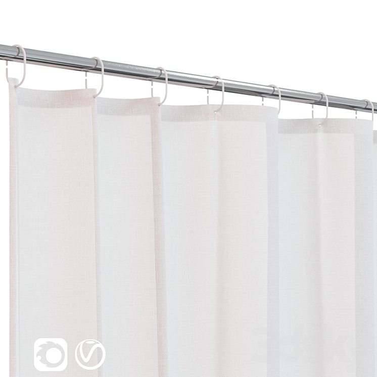 Bath curtain (shower) 200×200 cm in 3 versions (white) 3DS Max - thumbnail 2