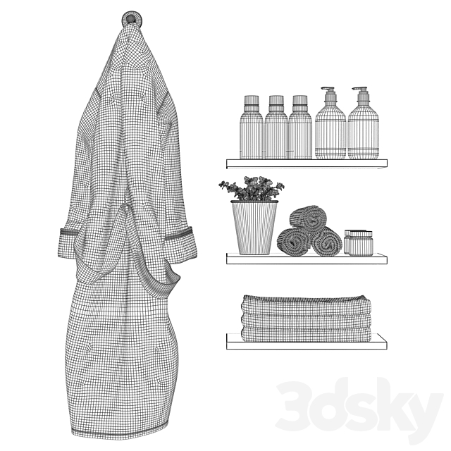 Bath robe set 3DS Max Model - thumbnail 2