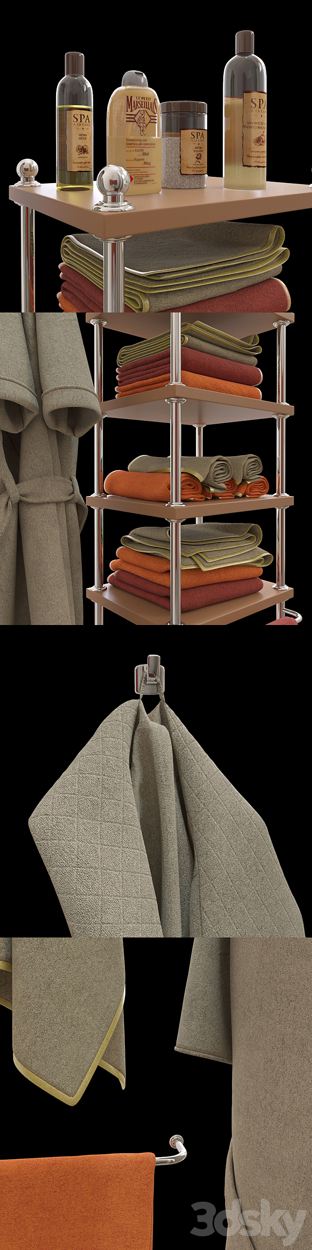 Bath set with bathrobe 3ds Max - thumbnail 2