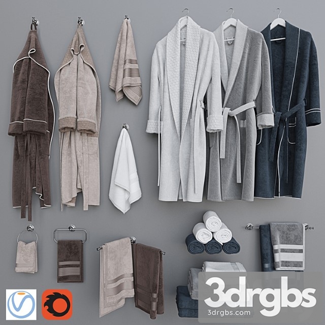 Bathrobe Set 4 3dsmax Download - thumbnail 1