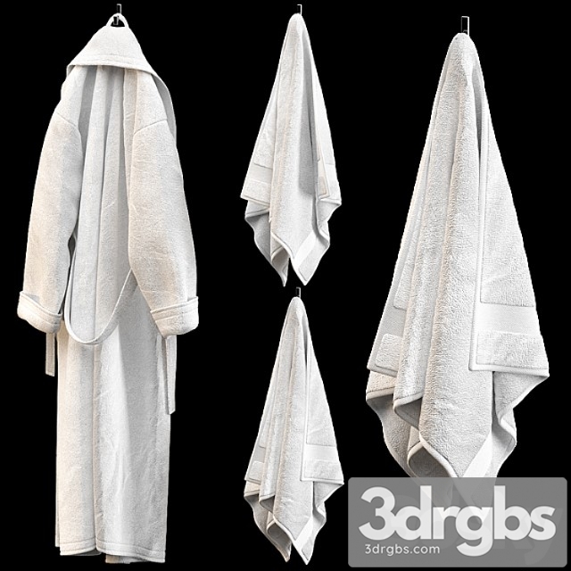 Bathrobe Towels White 3dsmax Download - thumbnail 1