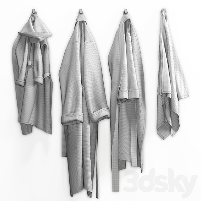 Bathrobes and bath towel 3DS Max Model - thumbnail 3