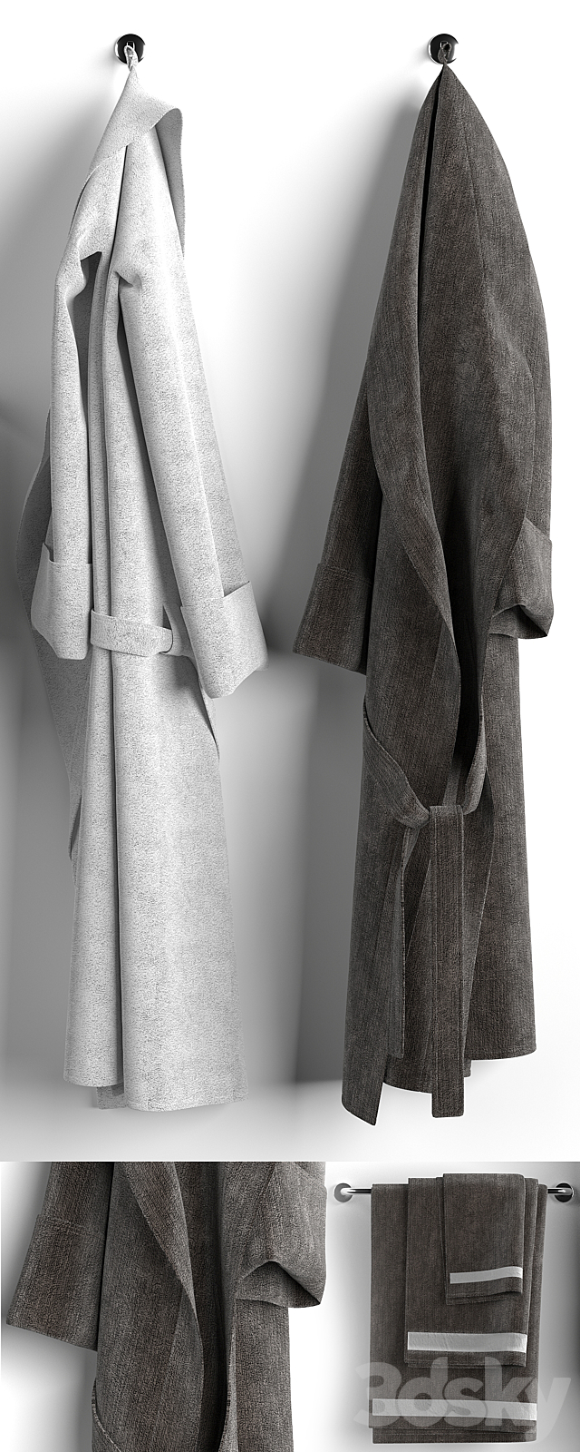 Bathrobes and towels 2 3ds Max - thumbnail 2