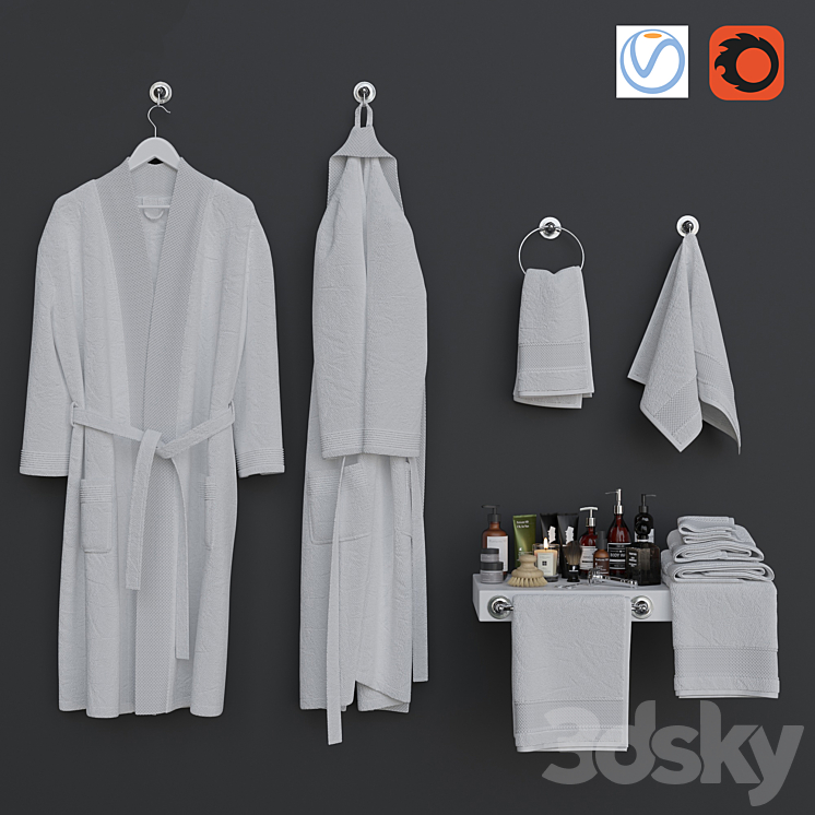 Bathroom 6 decorative set 3DS Max - thumbnail 1